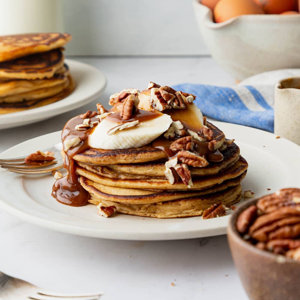 Brown Butter Biscoff & Banana Pancakes Recipe | Milk & More