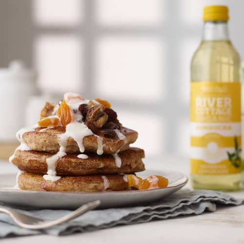 River Cottage Wholegrain Pancakes With Kombucha-Soaked Dried Fruit Recipe