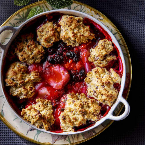 Pear, Berry and Chocolate Cobbler, from the Dairy Diary 2026