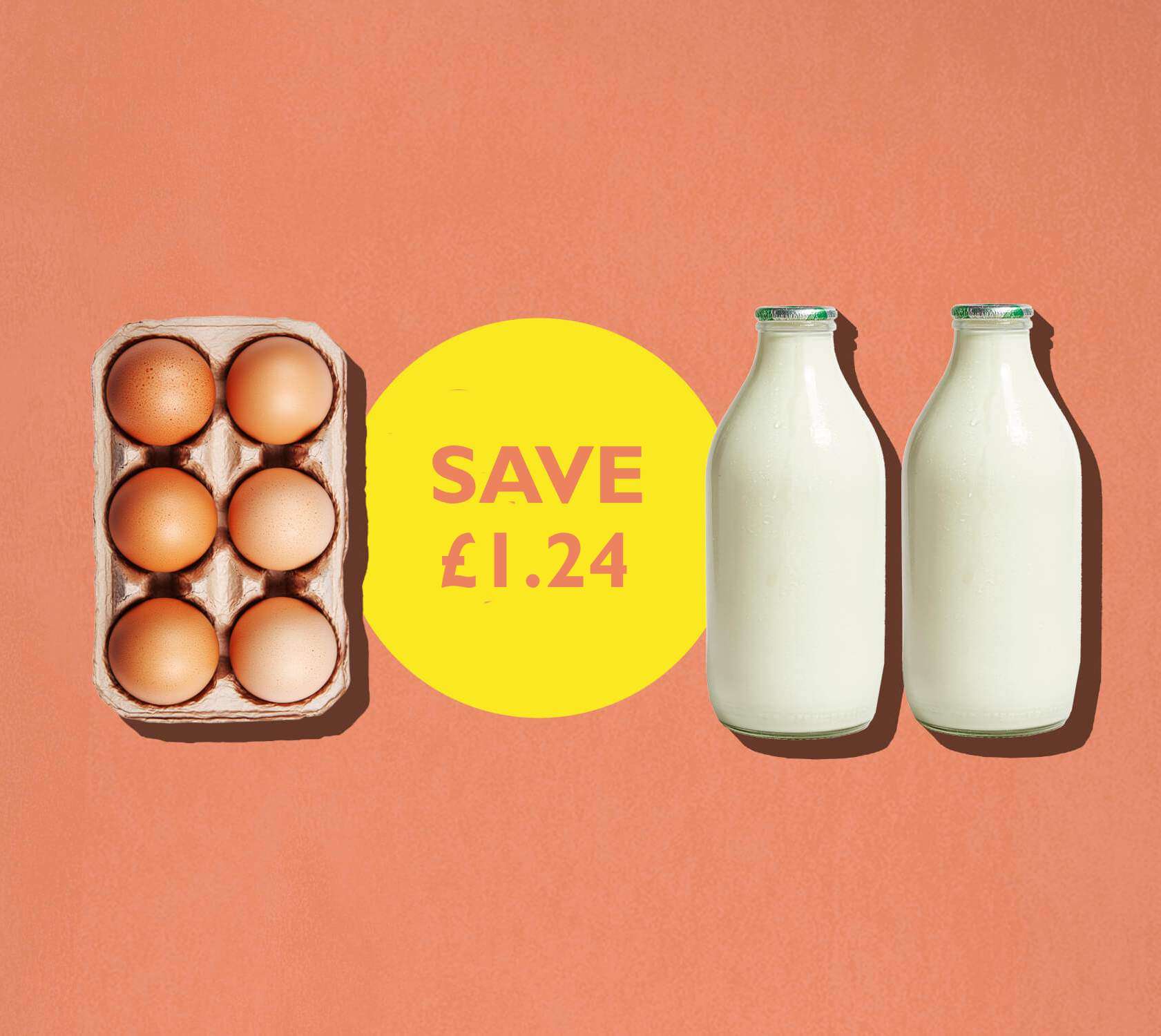 glass bottled milk and eggs