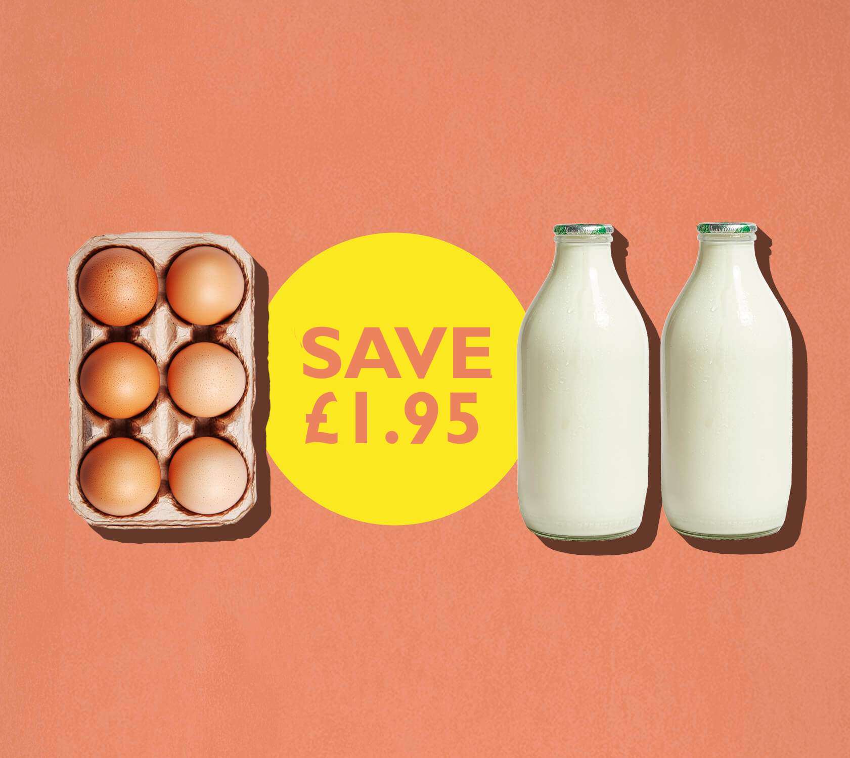 glass bottled milk and eggs