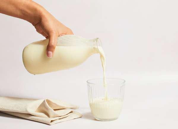 fresh milk in glass bottles