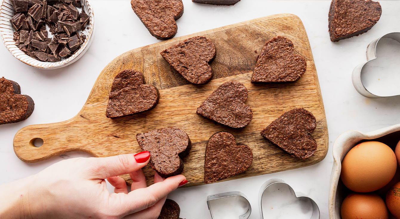 Valentines Day heart-shaped brownies