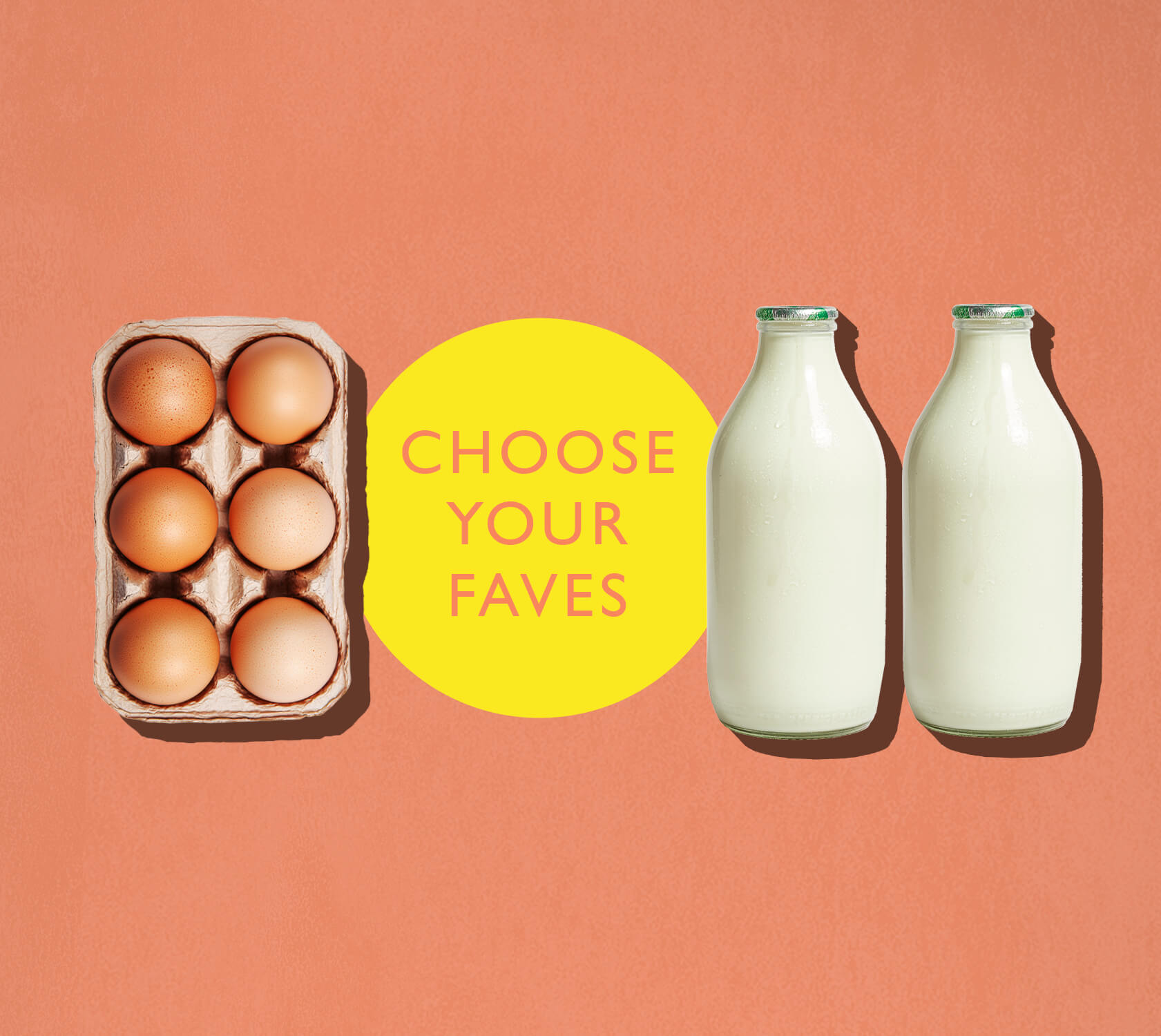 glass bottled milk and eggs