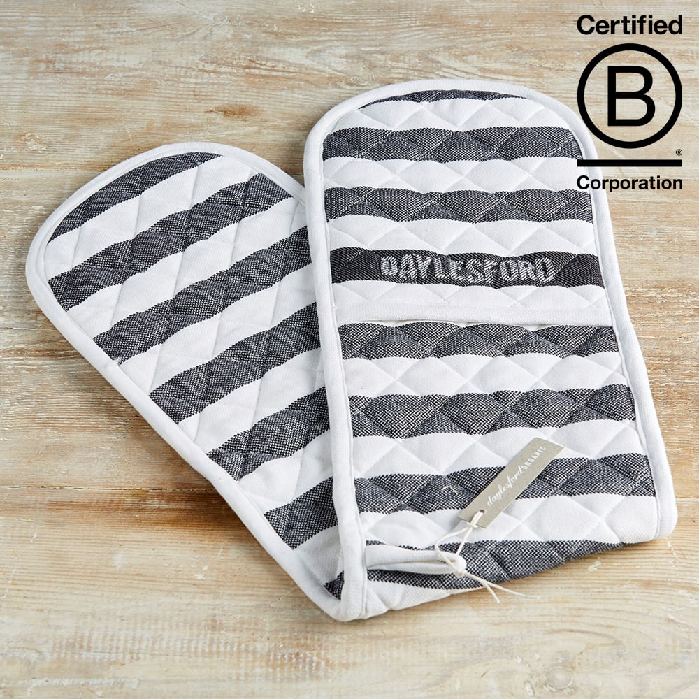 Daylesford Organic Black & White Stripe Double Oven Glove