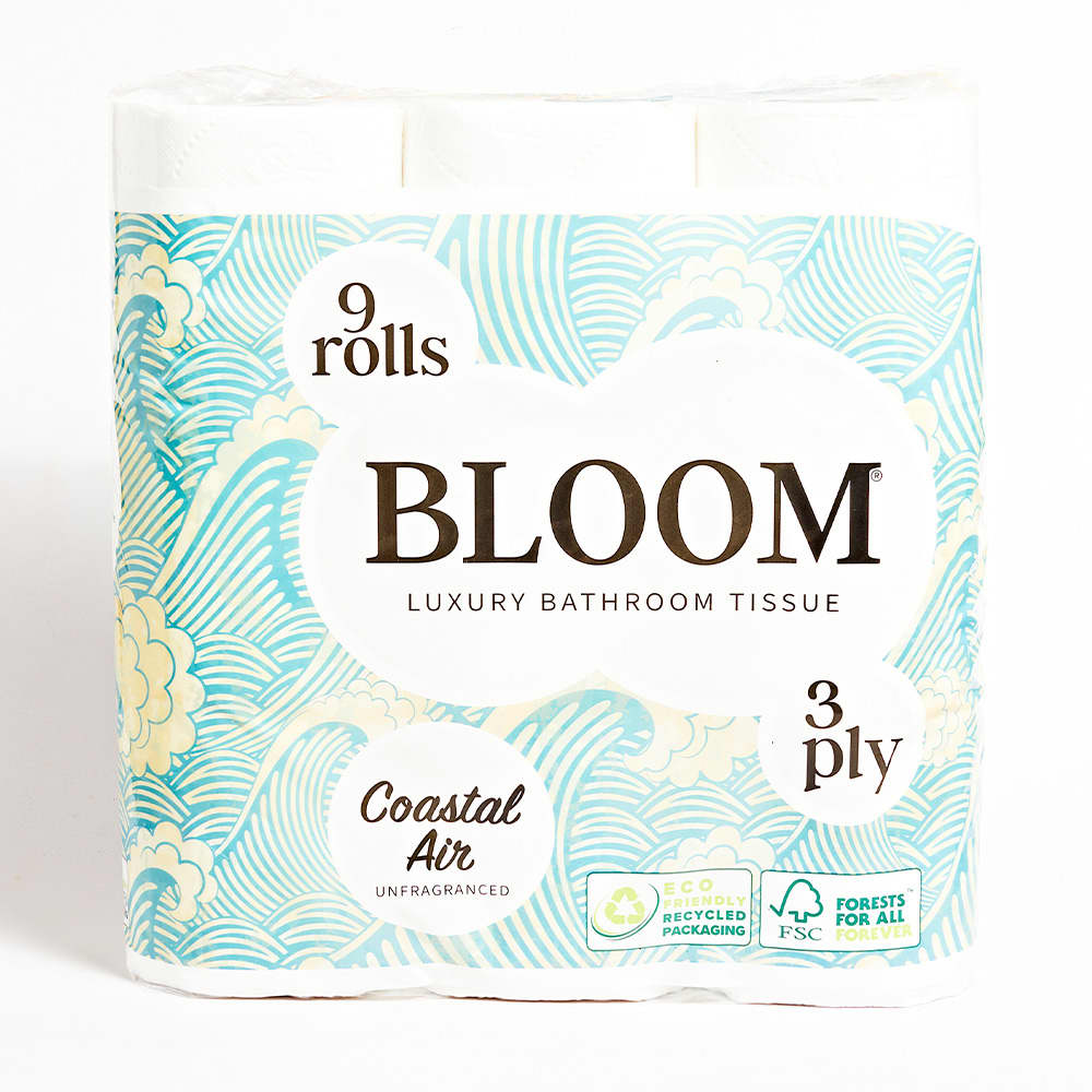 Bloom Luxury Tissue Coastal Air, 3 Ply, 9 Pack