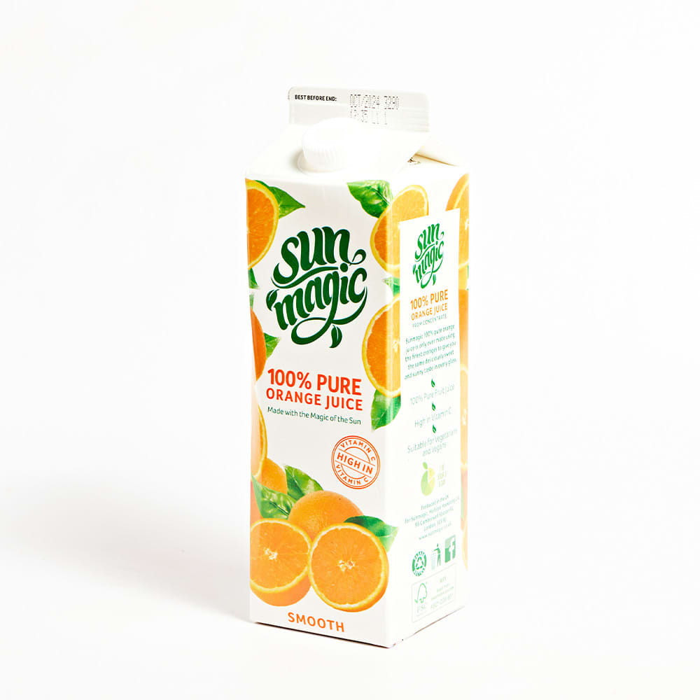 Sunmagic 100% Pure Orange Juice, Smooth, 1L