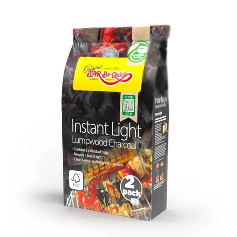Bar-Be-Quick Instant Light Lumpwood Charcoal, 2 Pack