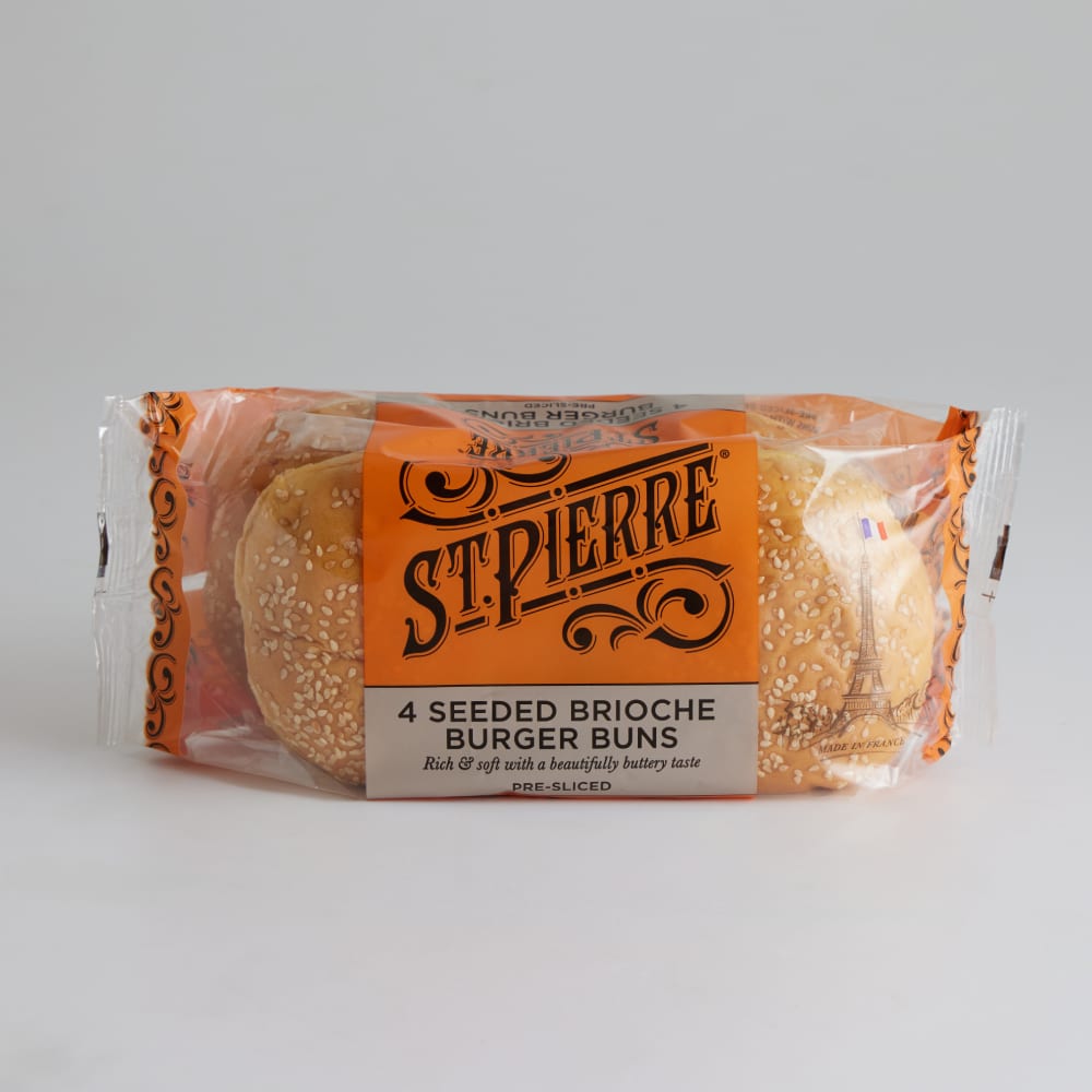 St Pierre Seeded Brioche Burger Buns, 4 Pack