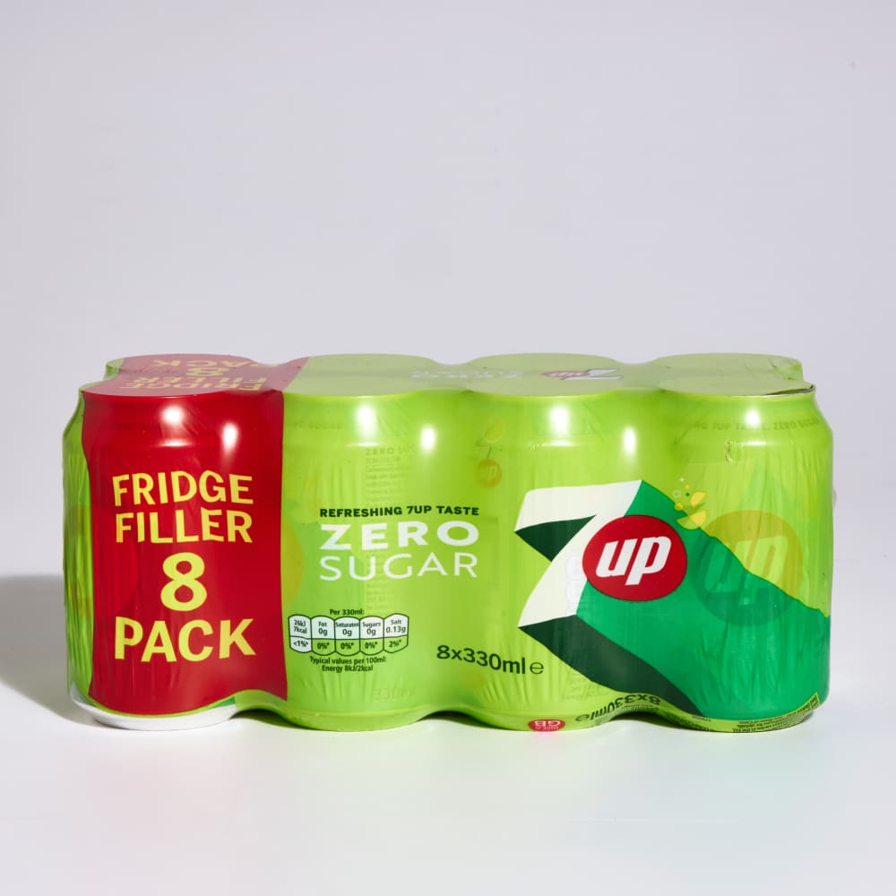 7UP Zero Sugar-Free Lemon & Lime, 8 x 330ml