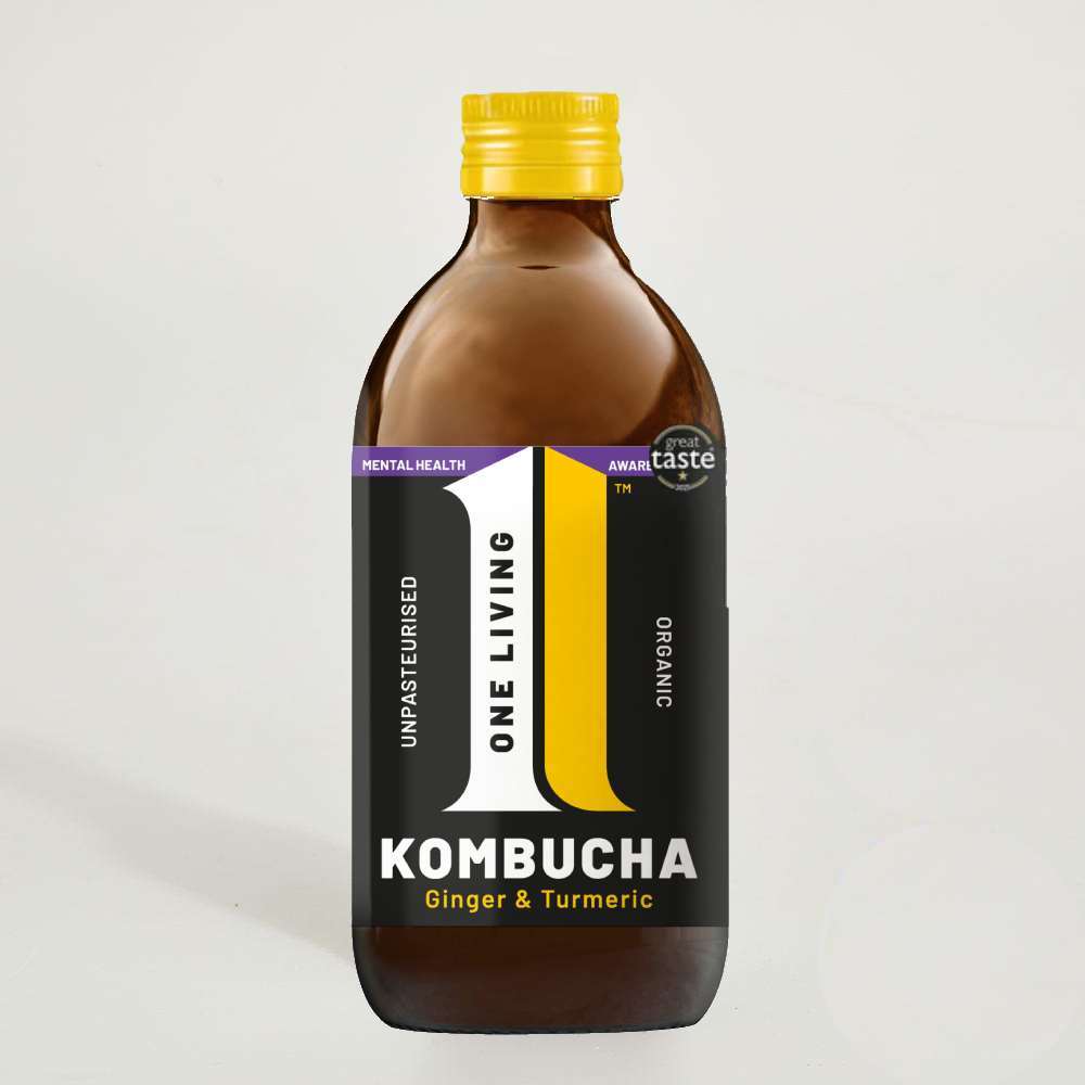 One Living Ginger Organic Kombucha in Glass, 330ml