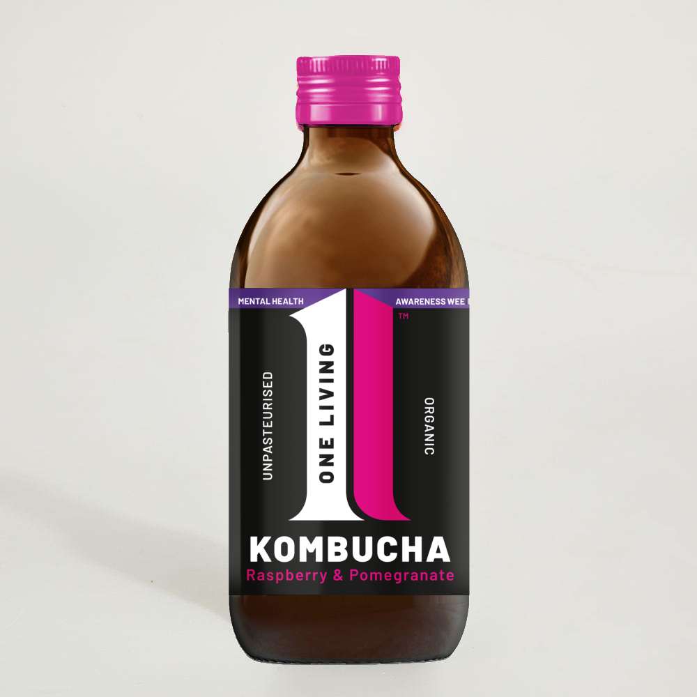 One Living Raspberry & Pomegranate Organic Kombucha in Glass, 330ml