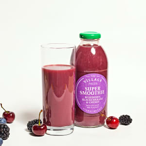 The Village Press Blueberry, Blackcurrant and Cherry Super Smoothie With Added Vitamins in Glass, 500ml