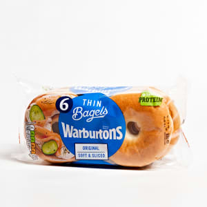 Warburtons Plain Thin Bagels, 6 Pack