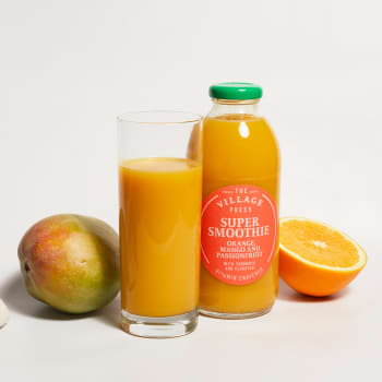 The Village Press Orange, Mango and Passionfruit Super Smoothie With Added Vitamins in Glass, 500ml