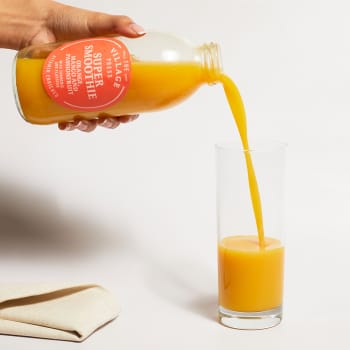 The Village Press Orange, Mango and Passionfruit Super Smoothie With Added Vitamins in Glass, 500ml