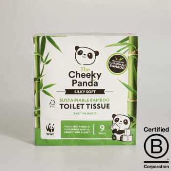 Cheeky Panda Silky Soft Bamboo Toilet Tissue, 9 Pack