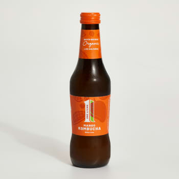 One Living Organic Mango Kombucha with Lime in Glass, 275ml