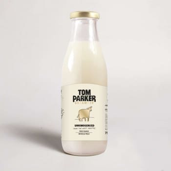 Tom Parker Free Range Unhomogenised Whole Milk in Glass, 750ml