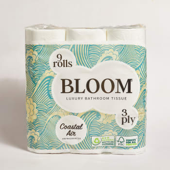 Bloom Luxury Tissue Coastal Air, 3 Ply, 9 Pack