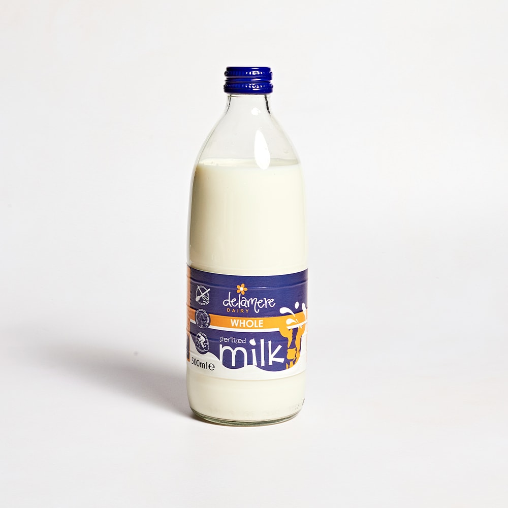 Delamere Sterilised Whole Milk in Glass, 500ml
