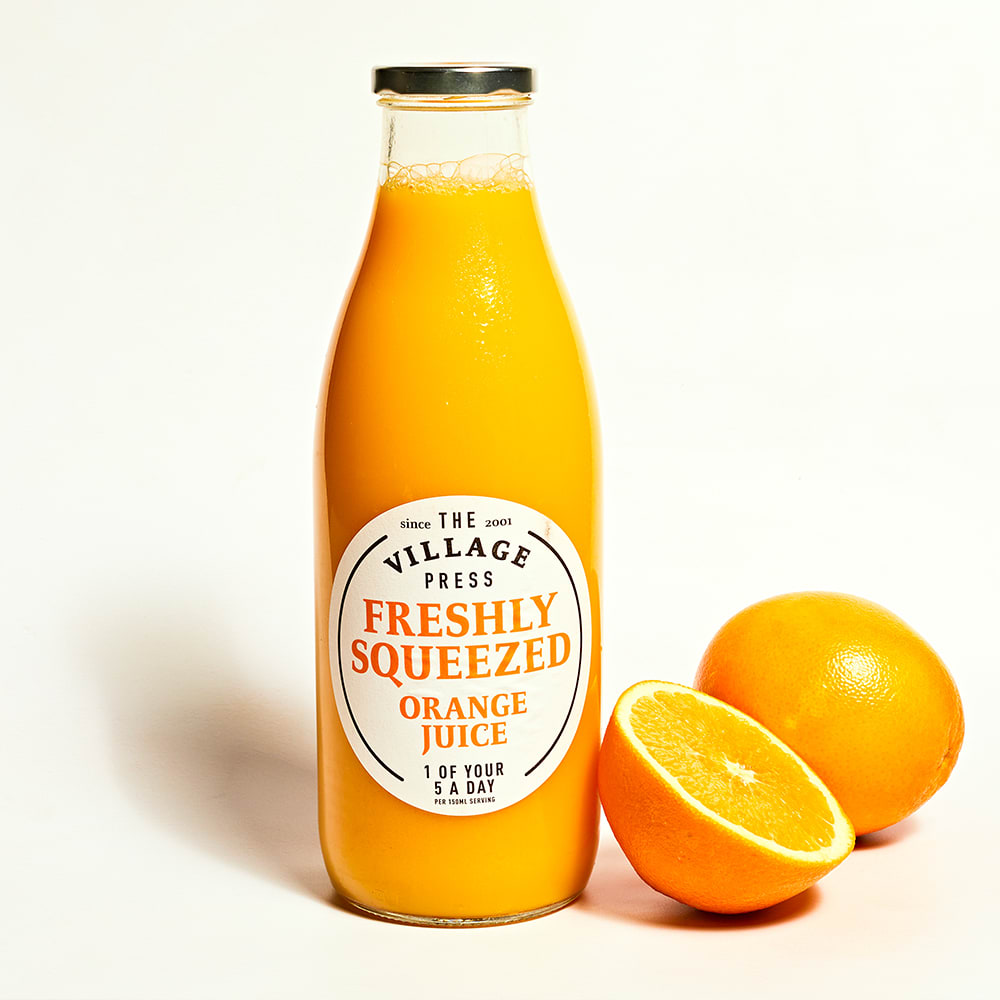 The Village Press Freshly Squeezed Orange Juice in Glass, 1Ltr