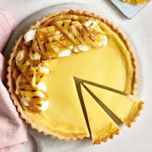 Pineapple Tart With Cream and Banana Caramel Sauce Recipe 