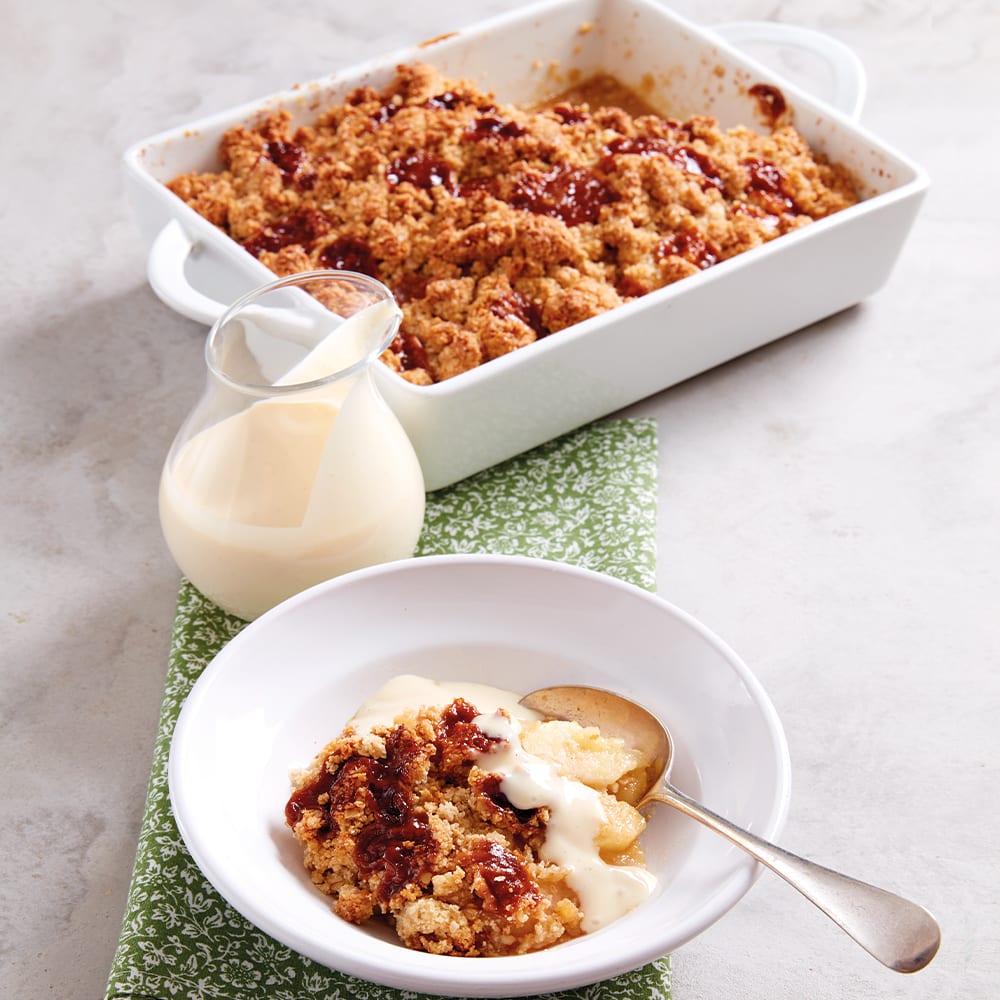 Sweet & Tangy Toffee Apple Crumble Recipe | Milk & More