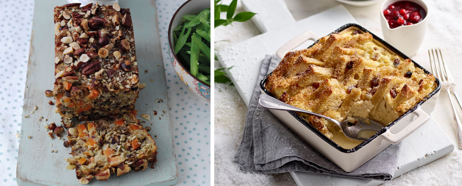 nut roast and spiced apple crumble