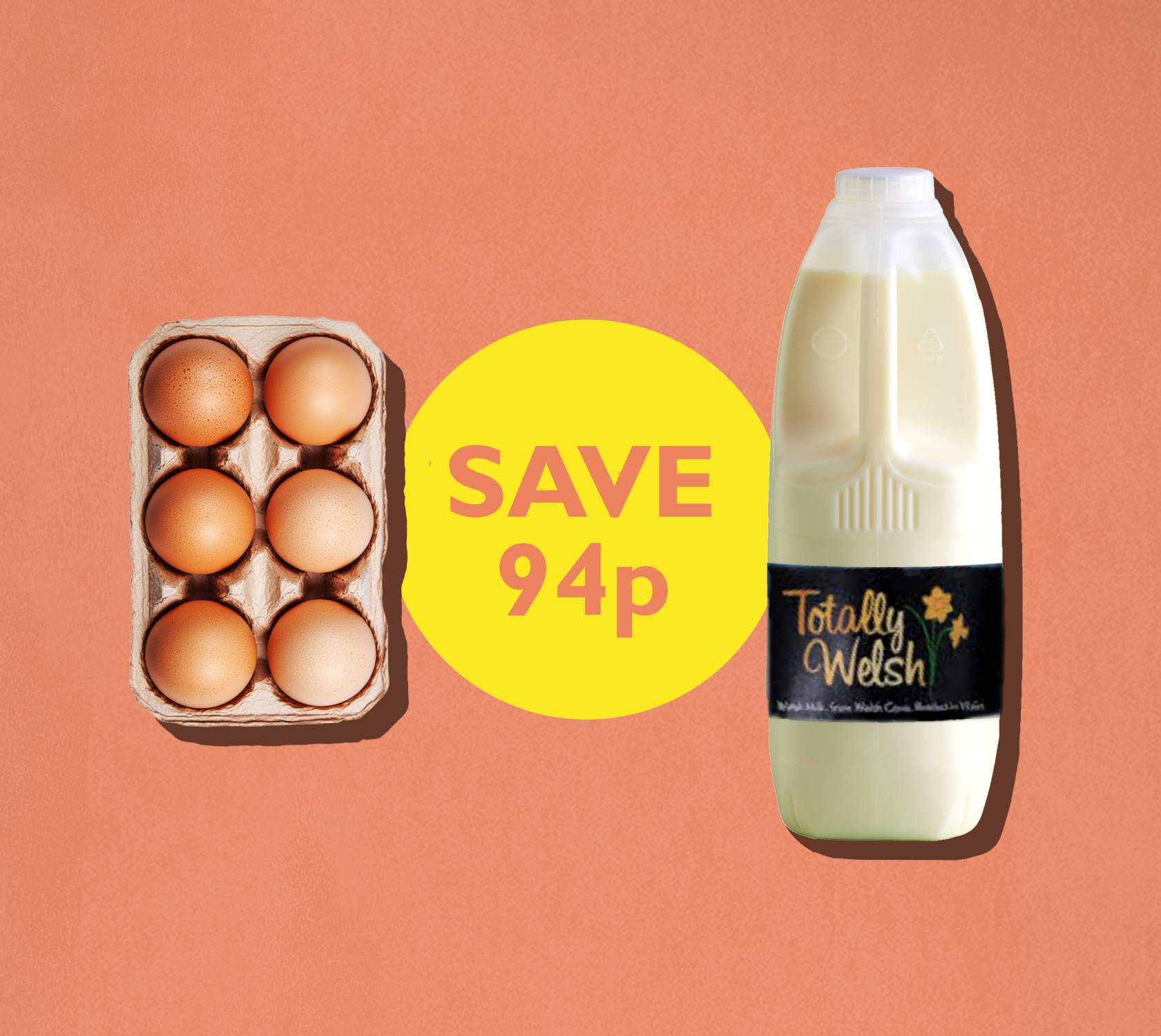 bread, eggs, juice and milk