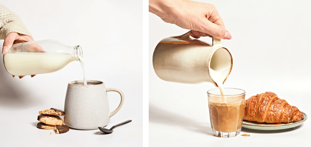 pouring milk in tea
