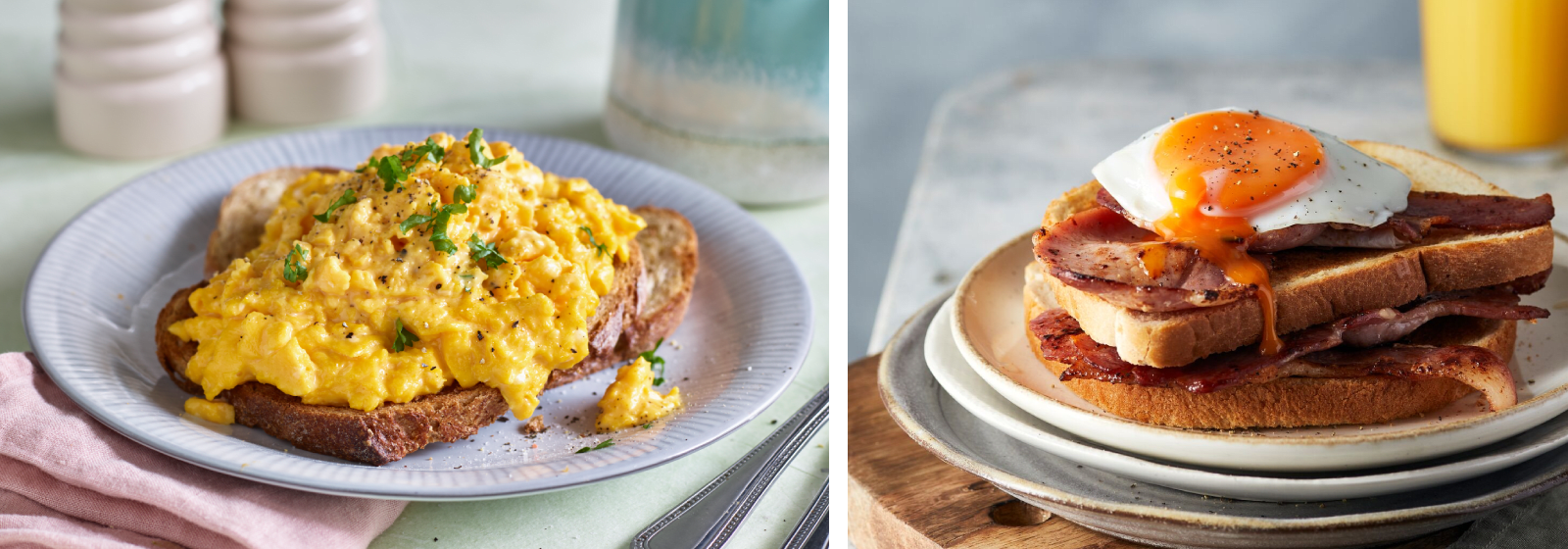 scrambled and fried eggs