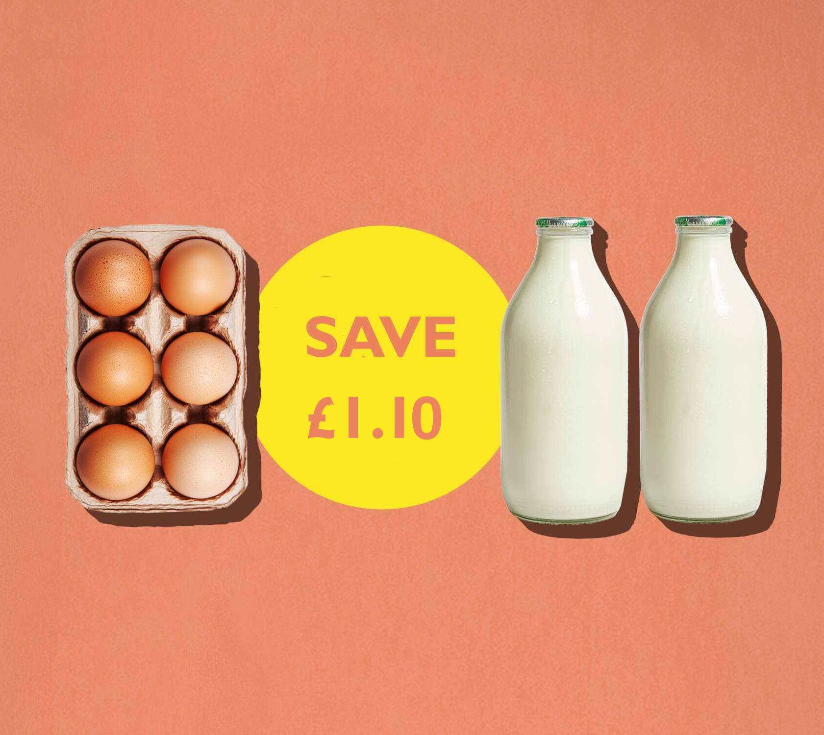 glass bottled milk and eggs